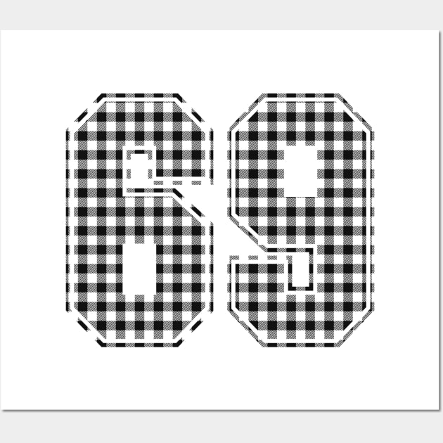 Plaid Number - 69 - Dark Wall Art by tavare